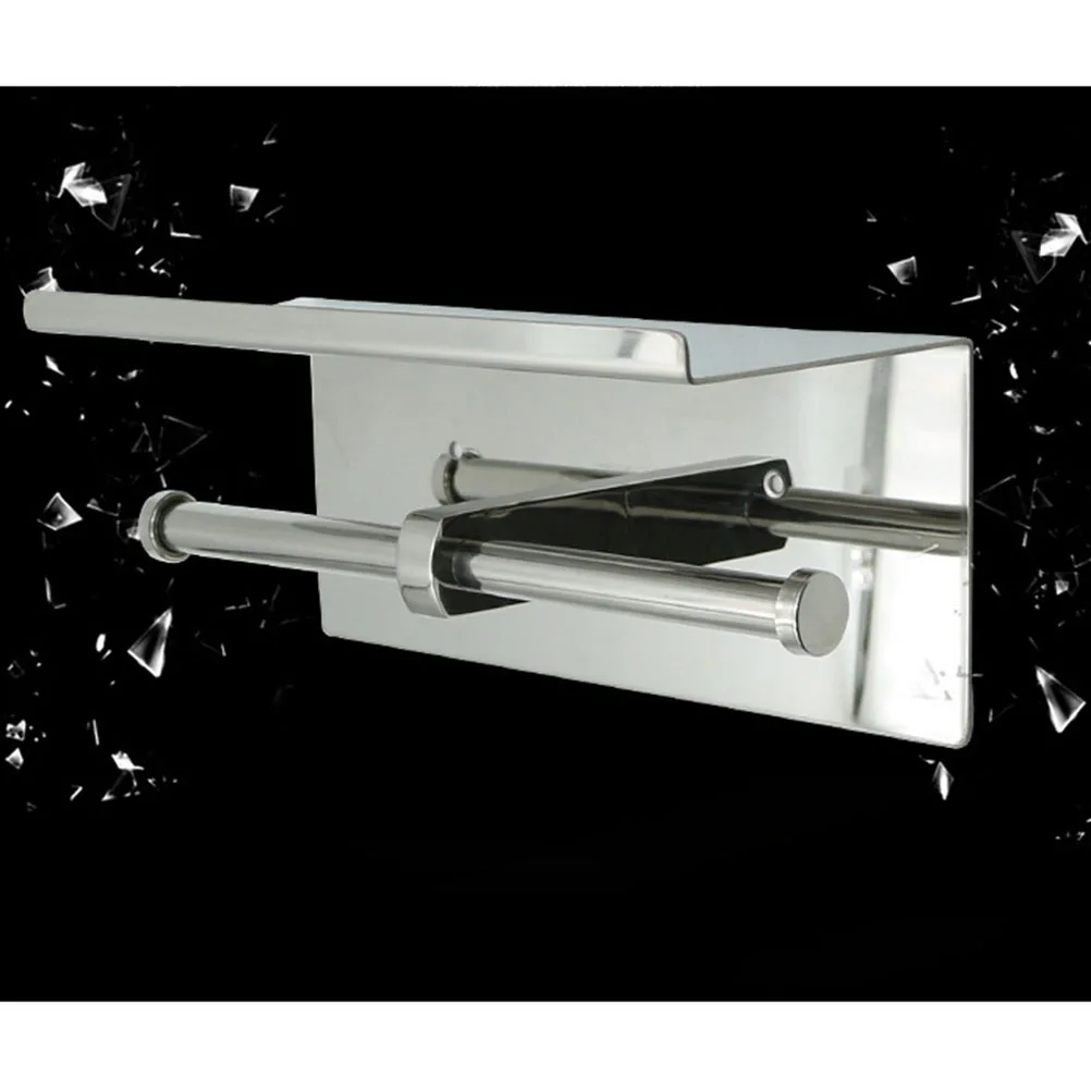 

Double Toilet Paper Holder Stainless Steel Wall Mount Tissue Roll Holder with Storage Shelf for Bathroom Home Office Hotel
