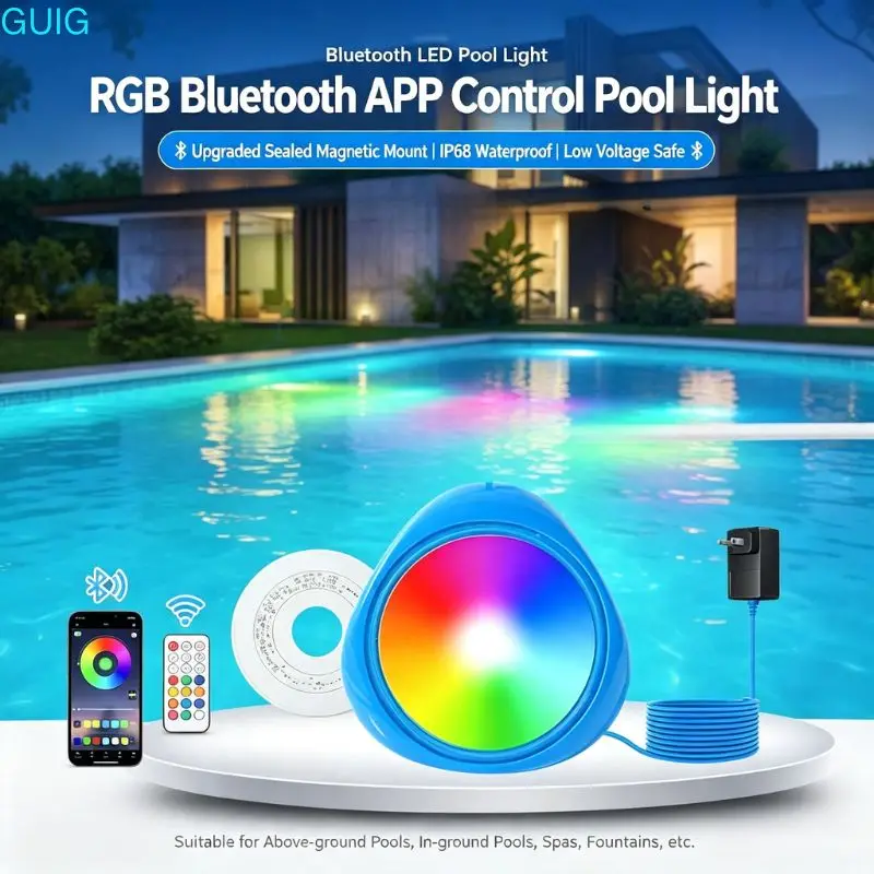 10W 20W RGB Swimming Pool Light IP68 Waterproof Bluetooth APP Control Submersible Underwater Lamp For Garden Pond Decoration
