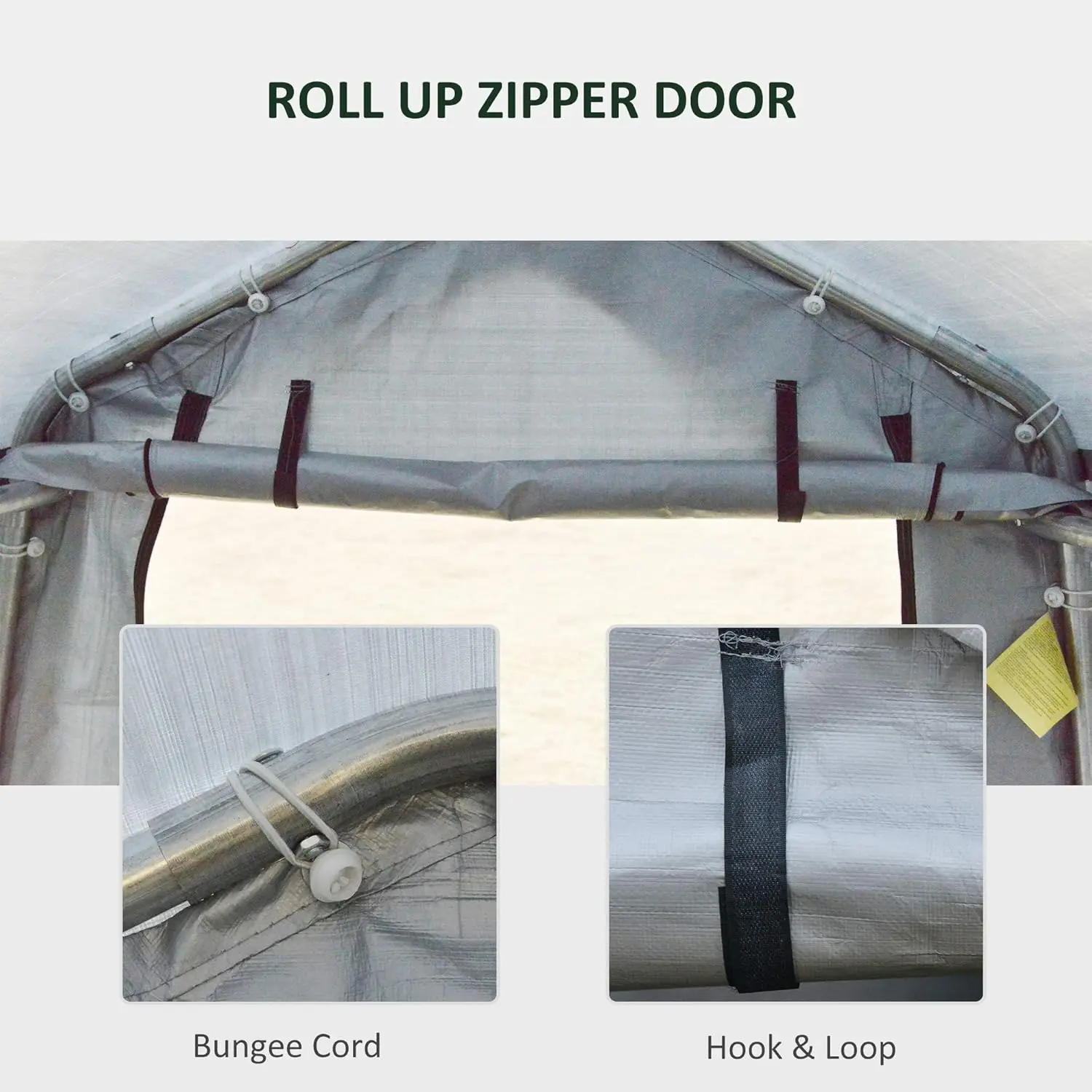 6 x 8 Feet Por  Carport Garage Heavy     UV PE Cover Storage Shelter Tent with Double Zipper for Outdoor Patio Vehicle