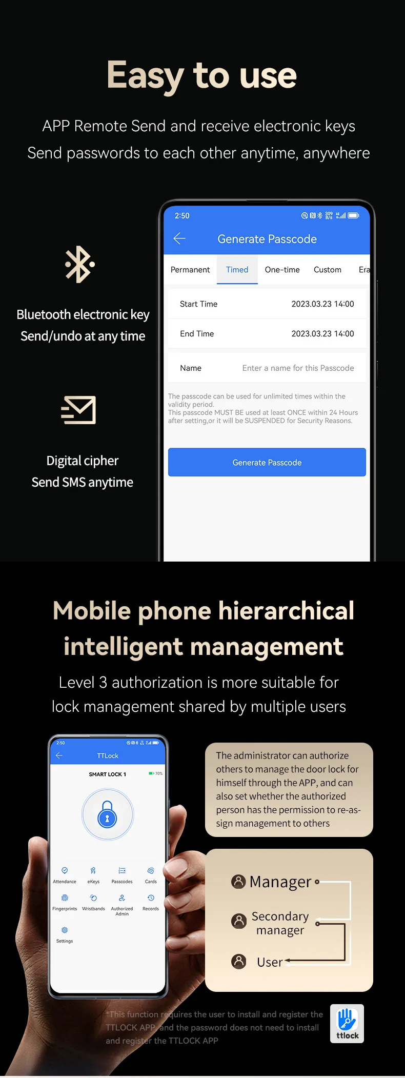 Neue ttlock wifi fernbedienung entsperren schlüssel lose sicherheit elektronischer finger abdruck digitale intelligente schlösser für wohnungen büro – Detail 5