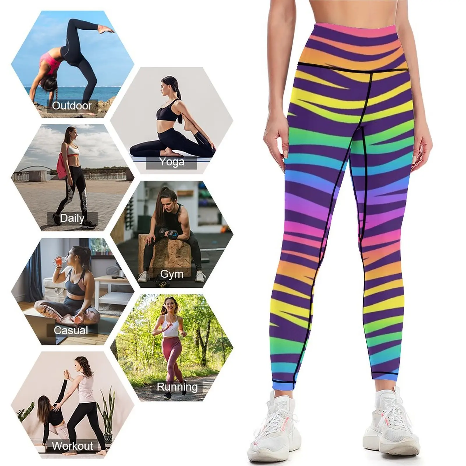 Rainbow Tiger Leggings Women's high waist joggers for Womens Leggings