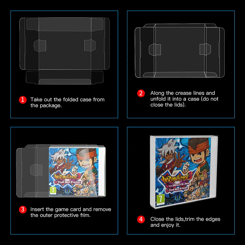 Protectores transparentes de caja para NINTENDO 3DS, Fundas protectoras para tarjetas de videojuegos, NTSC PET, 10 unidades