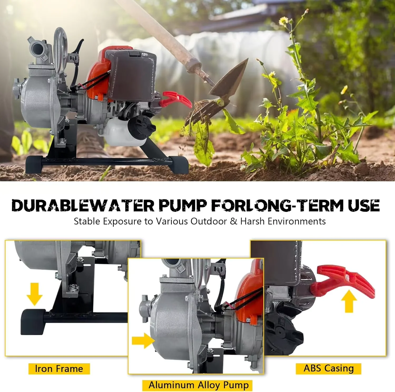 Four-stroke booster pump pump, small household vegetable garden irrigation, high-head self-priming pump, gasoline water pump