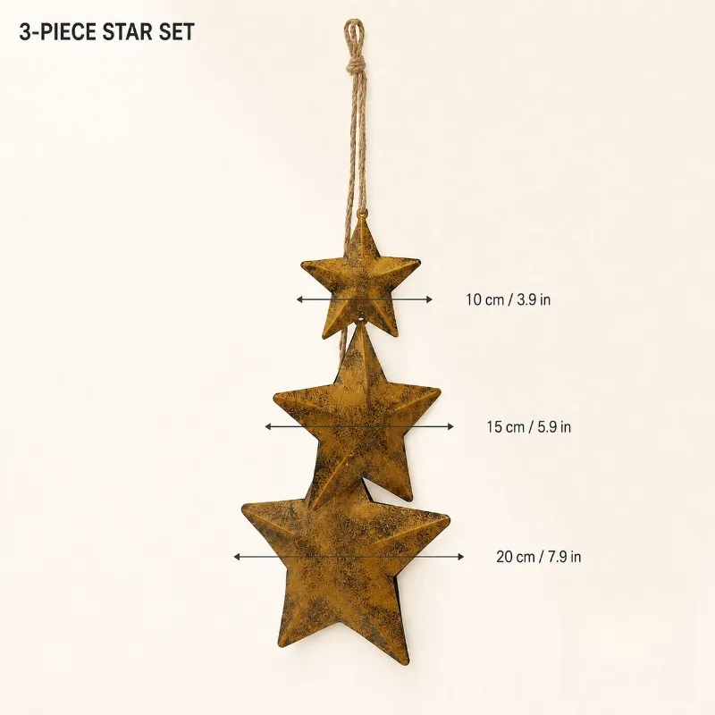Christmas Five Pointed Star Hanging Ornament American Vintage Distressed Door Hanger