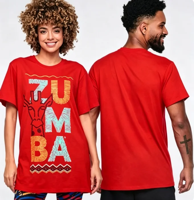 2026 new Giraffe two-sided pattern T-shirt, suitable for both men and women, short-sleeved dance and fitness shirt