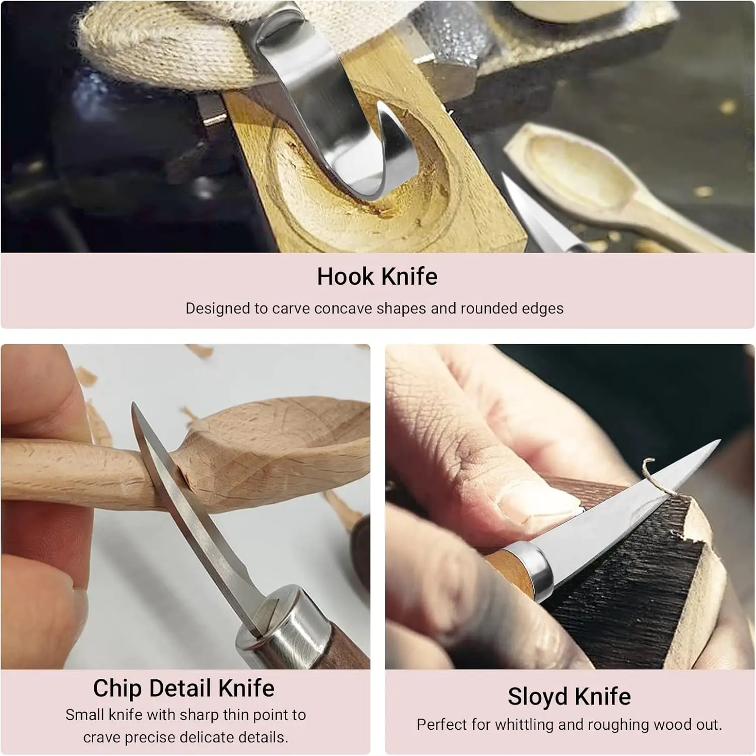 Handschnitzmesser-Set – Kürbisschnitzerei/Holzlöffel/Skulptur, für Anfänger und Profis, Weihnachtsgeschenk zum Kindertag – Detail 3