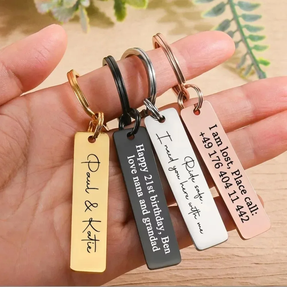 Personalized Long Fine Custom Name Keychain