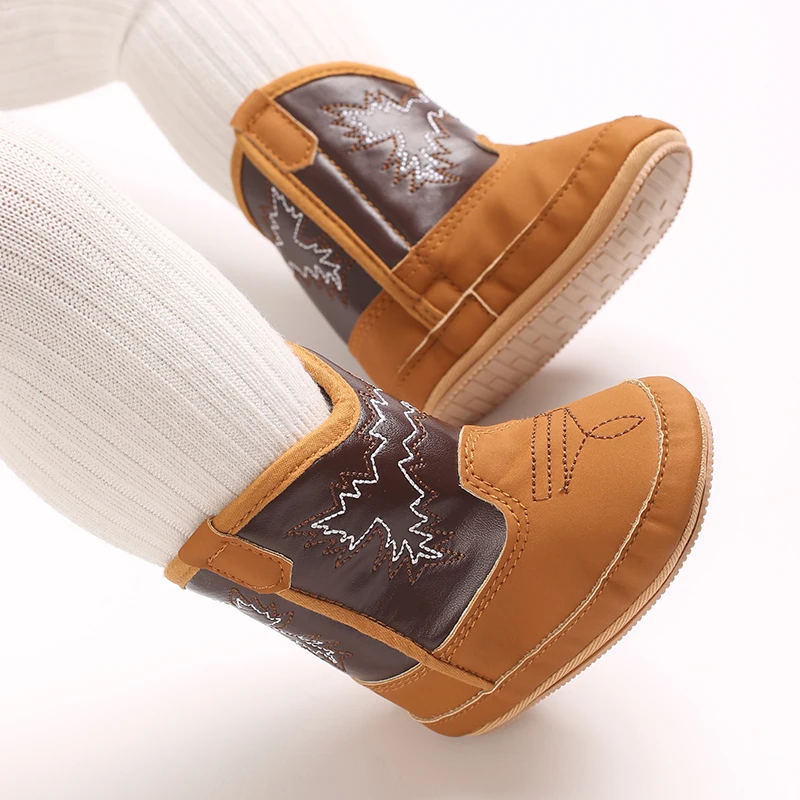 Infant Boy Girls Autumn Winter Snow Boots Embroidery Warm Baby First Walker Shoes for Christmas Baby Shower
