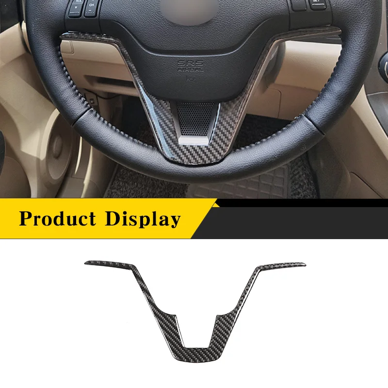 

For Honda CR-V 2007-2011 Soft Real Carbon Fiber 3D Sticker Steering Wheel Panel Logo Cover Frame Trim Interior Car Accessories