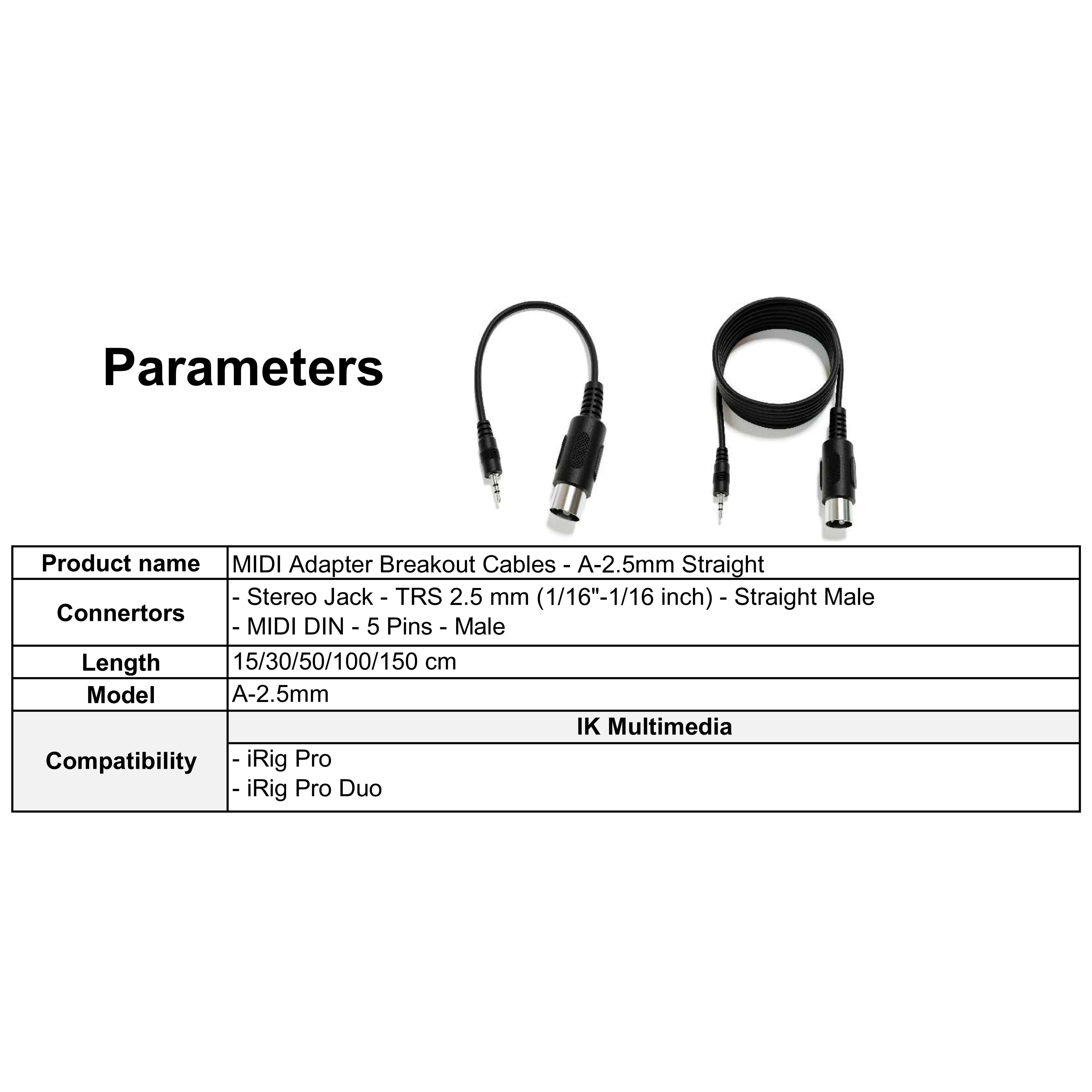ExcelValley - Mannelijke DIN MIDI-adapter breakout-conversiekabel - Mini / Micro jack - TRS 2,5 mm / 3,5 mm