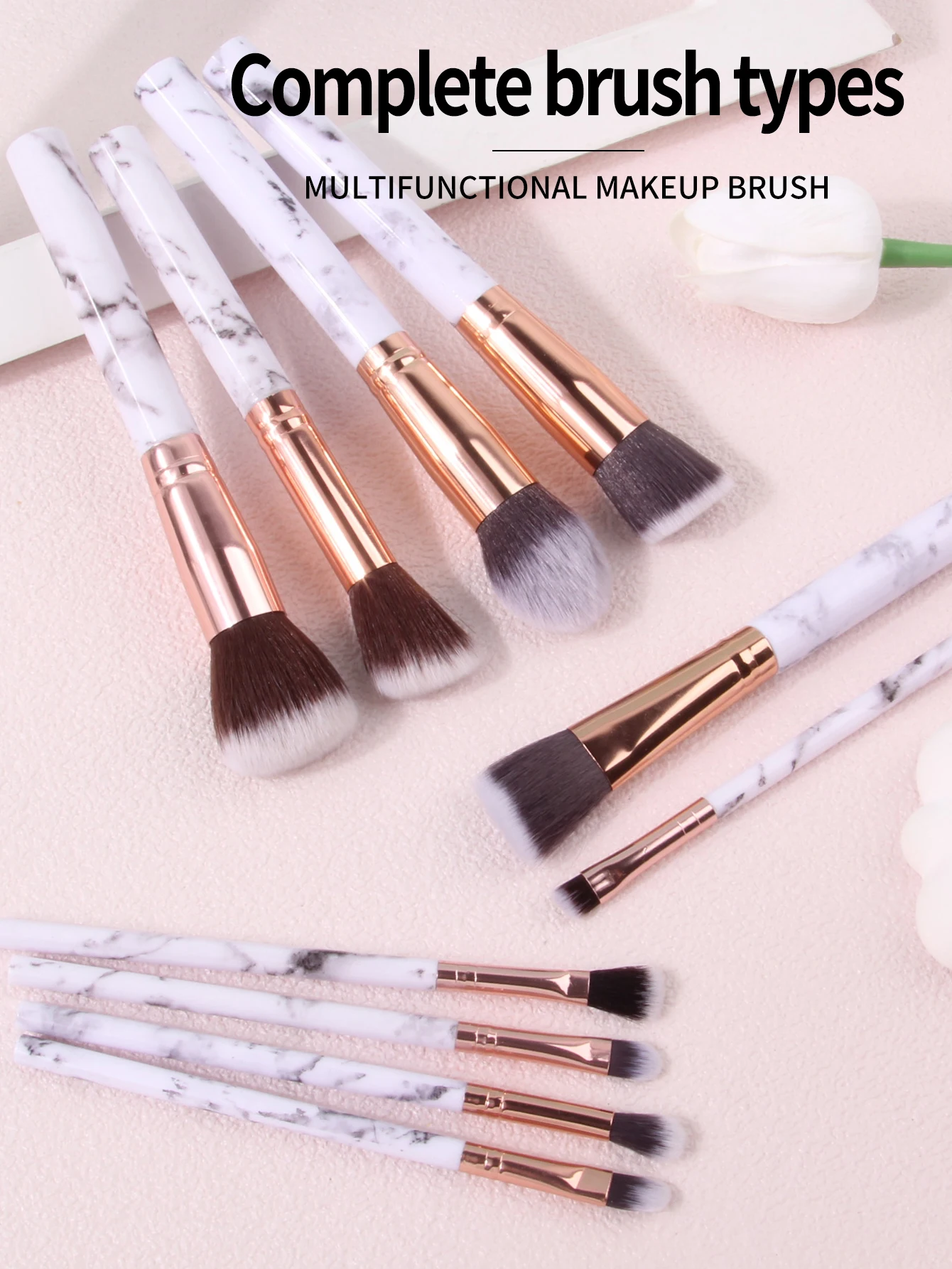 10PCS Professnial Women Makeup Brushes Extremely Soft Makeup Brush Set  Foundation Powder Brush Marble Make Up Tools