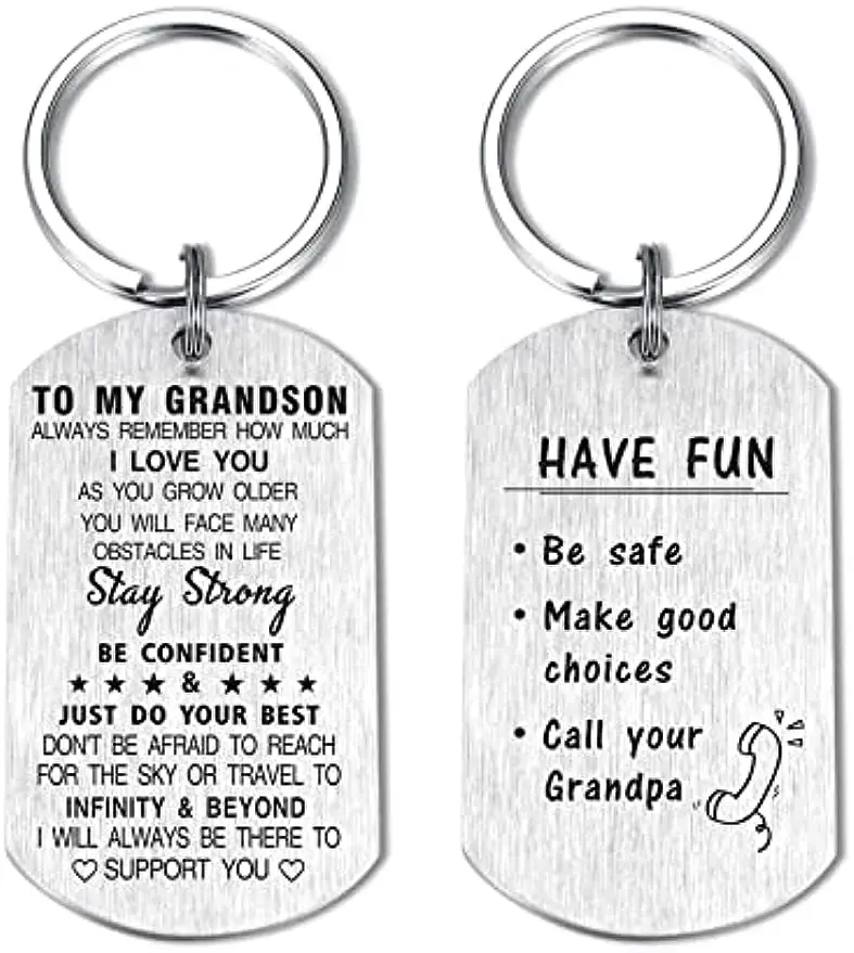 

Grandson Gifts from Grandma Grandpa, To My Grandson Keychain, Have Fun Be Safe Make Good Choices, Christmas Keychain Gift