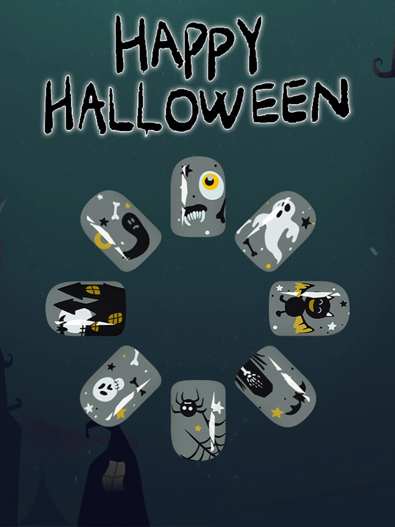 Press On Nails Glossy Hallowee - Nail Art Gothic recension och pris