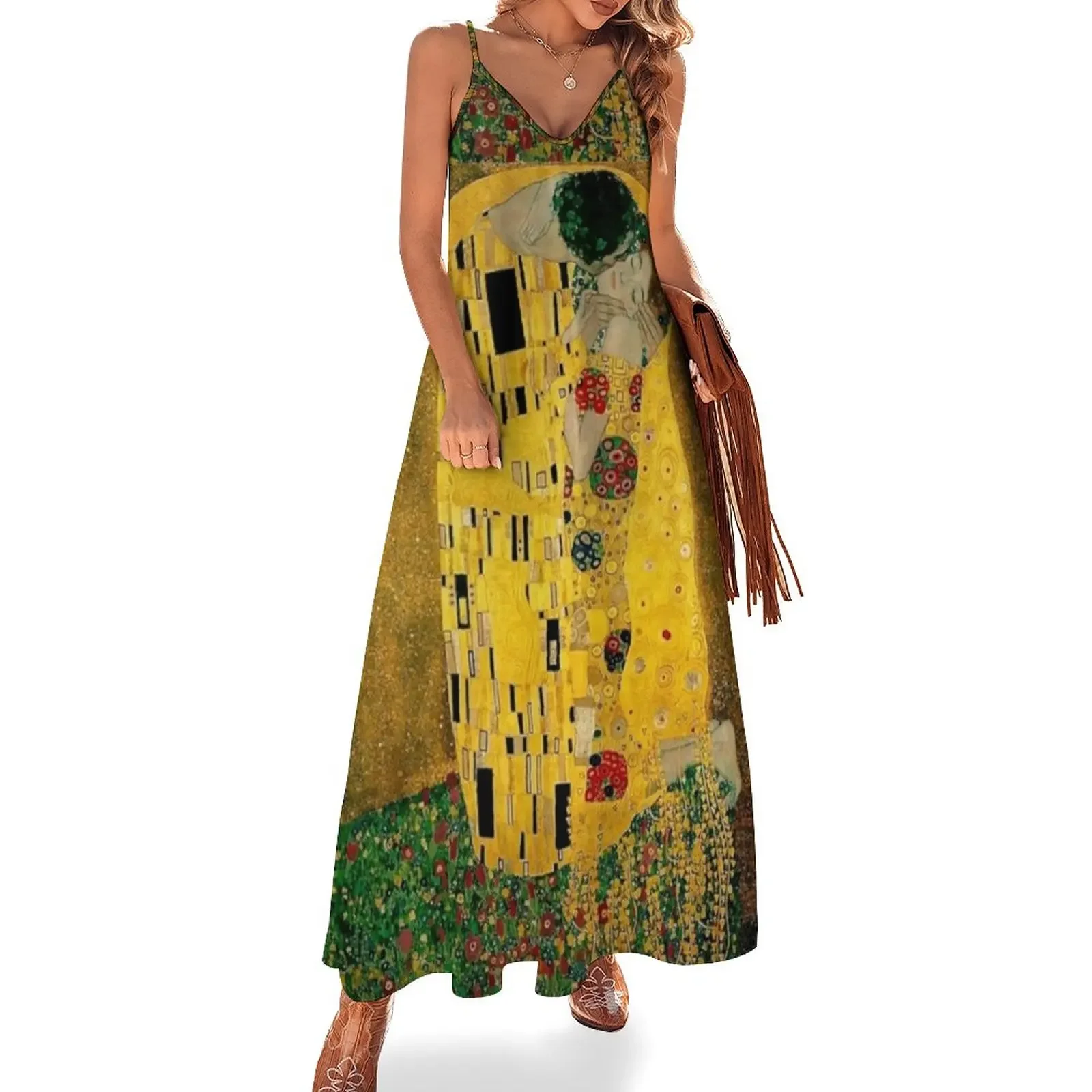 

The Kiss by Gustav Klimt|Liebespaar - The Lovers Sleeveless Dress Woman fashion Women dresses summer