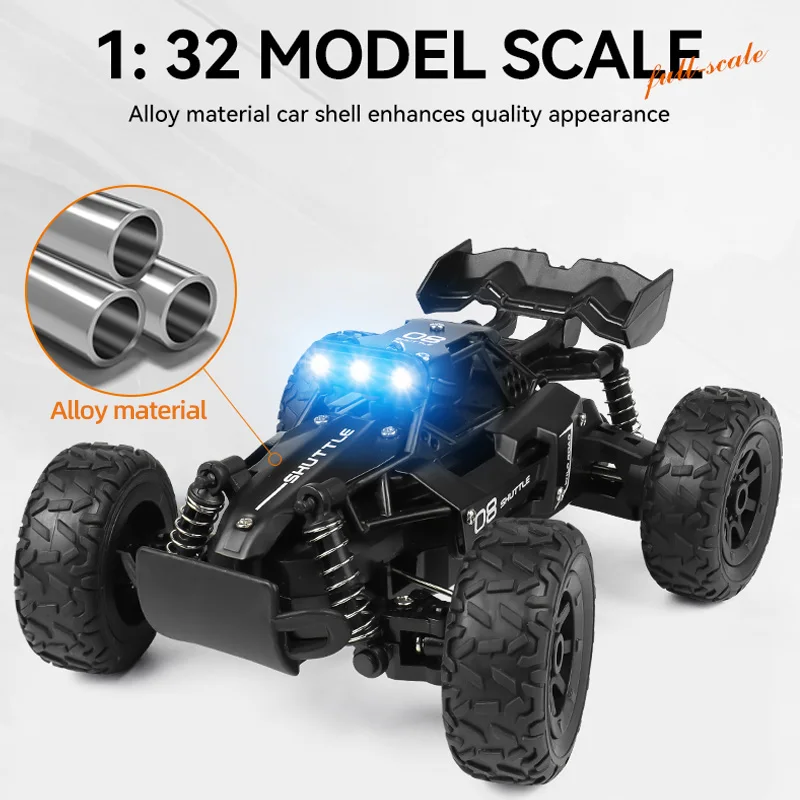 ZWN 1:32 2WD RC voiture avec quatre lumières LED couleur coque en alliage Buggy tout-terrain camions télécommandés garçons jouets pour enfants cadeaux
