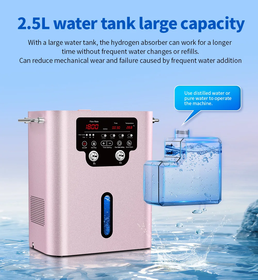 1800ml/min Wasserstoff-Sauerstoff-Maschine H2-Generator SPE PEM Elektrolysetechnologie Wasserstoff-Inhalationssystem Gesundheitspflegegerät für Zuhause – Detail 5