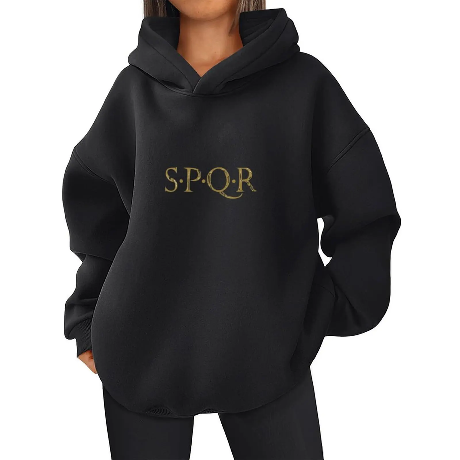 

Hooded Top Printed Sweatshirt Vacation Outfit Polyester Fabric Hooded Design Regular Length Long Sleeves Print Pattern