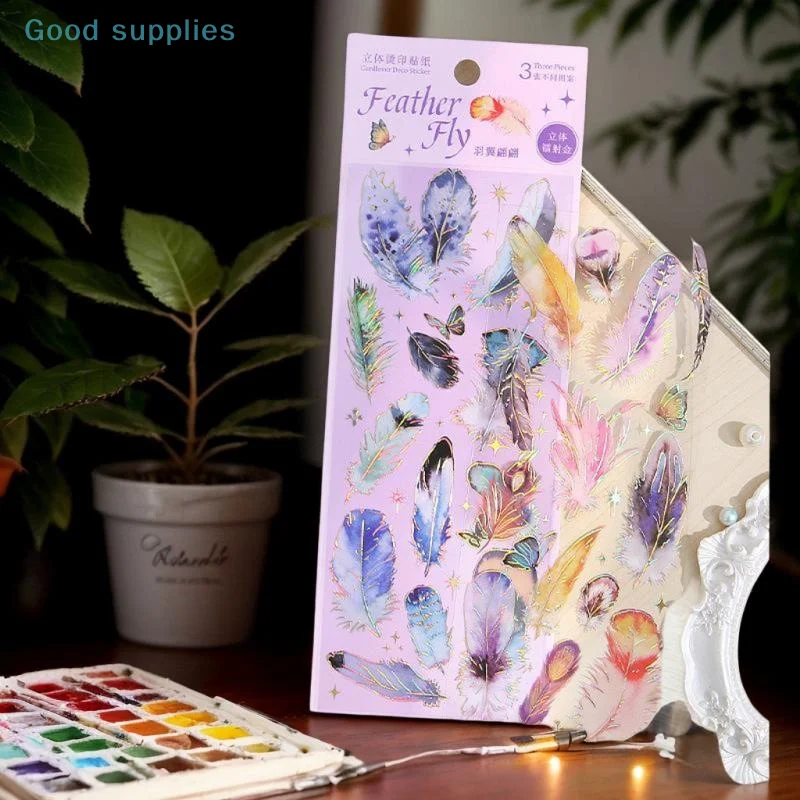 

3-листый тематический набор наклеек для горячего тиснения, декоративные наклейки для ведения журнала, скрапбукинга и поделок своими руками