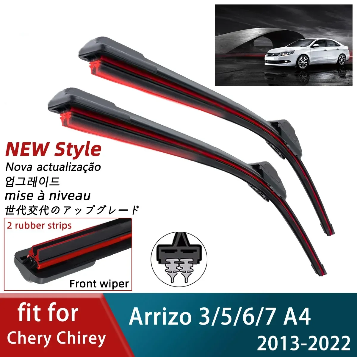 

Double Rubber Car Wiper for Chery Chirey Arrizo 3 5 6 7 A4 Front Wipers Blades Brushes Cutter Accessories Windscreen Wipers
