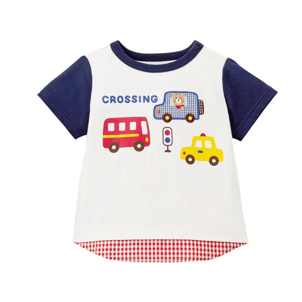 

summer tops cartoon car pattern Embroidered patchwork T-shirt boys and girls Casual short sleeve T-shirts