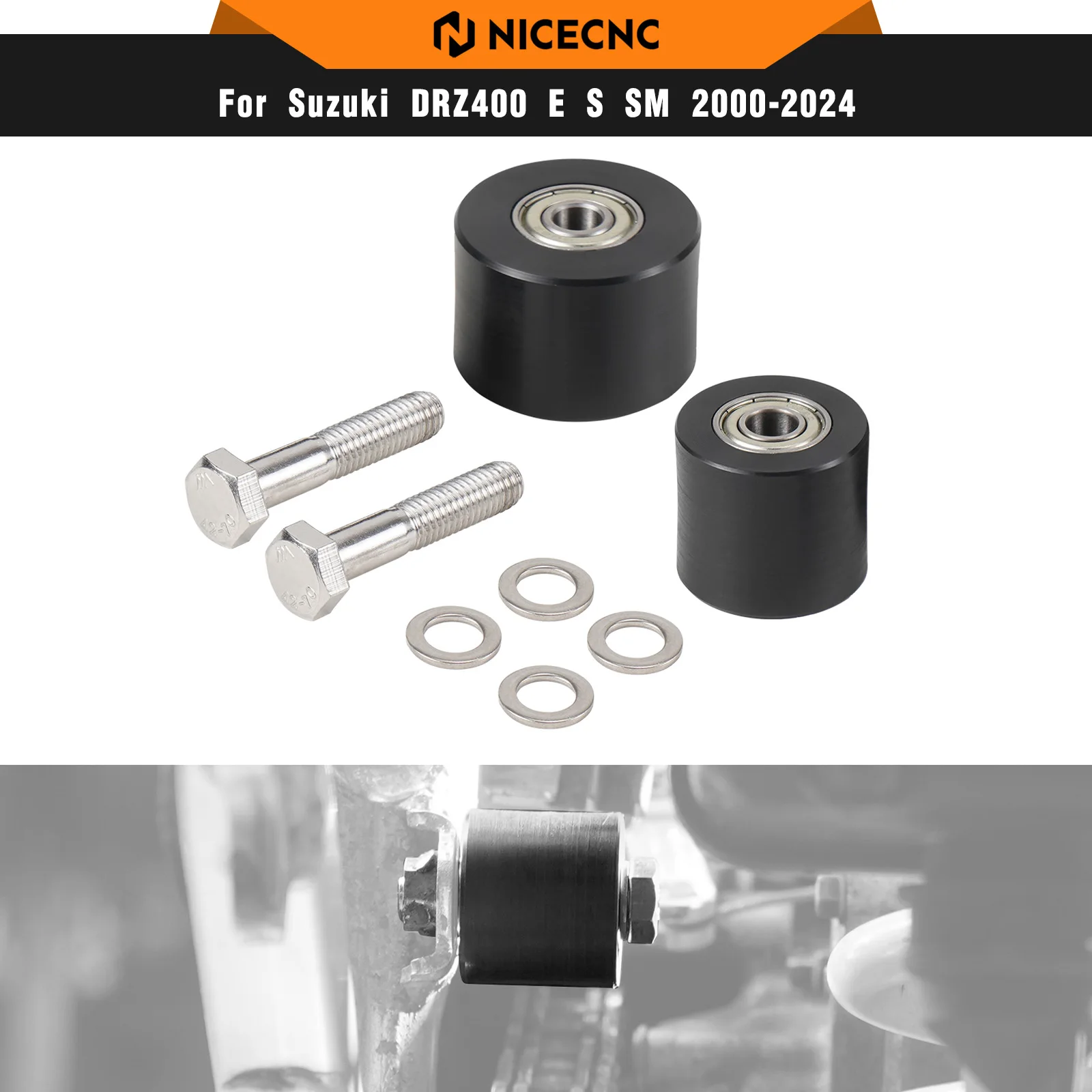 

For Suzuki DRZ400S 2000-2024 DRZ400SM 2005-2024 DR-Z 400S DR-Z 400SM DR-Z 400 S SM Motorcycle Rear Chain Tensioner Roller Kit