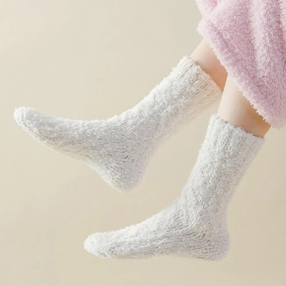 Coral Velvet Sleeping Socks Thickened Warm Coral Velvet Women’s Sleeping Socks Solid Color Cozy Winter Footwear Soft Autumn