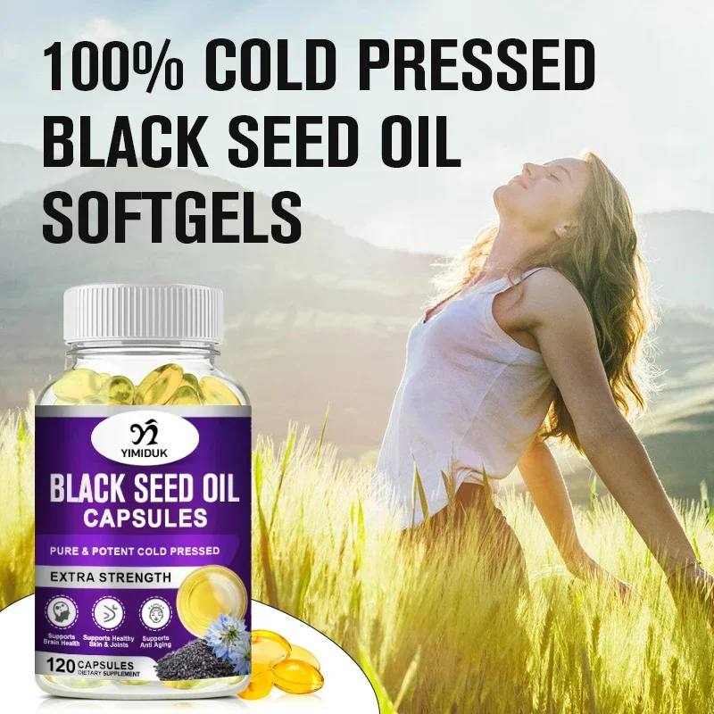 مكمل زيت البذور السوداء الفاخر من ييميدوك، للعافية الشاملة والحيوية، وصحة المفاصل والدماغ والجهاز المناعي، ومكافحة الشيخوخة