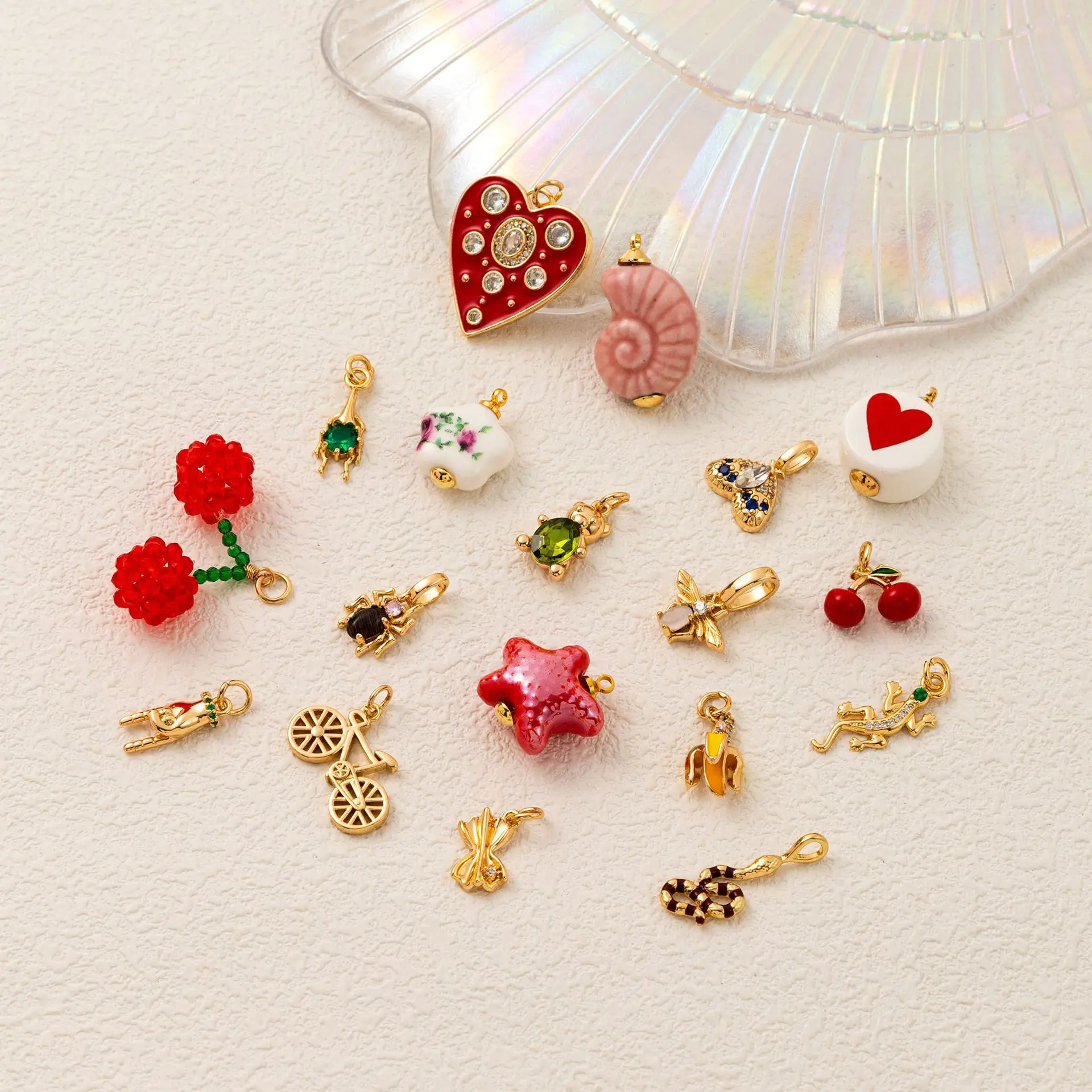 Fashionable and trendy pendent new DIY cherry heart-shaped starfish spider pendant charm for Jewelry Accessories