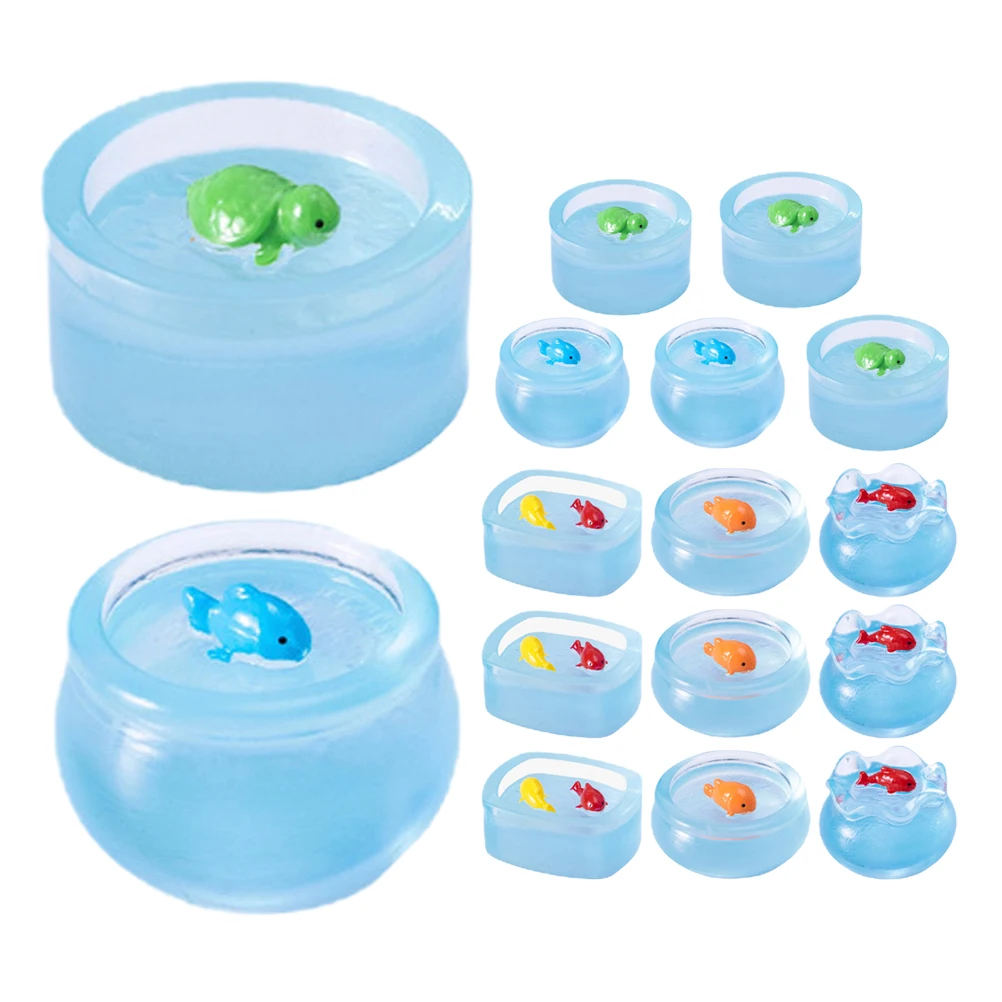 

15 Pcs House Fish Tank Ornaments Mini Resin Tanks Glow The Dark Figurines Dollhouse Goldfish Bowls Luminous Accessories