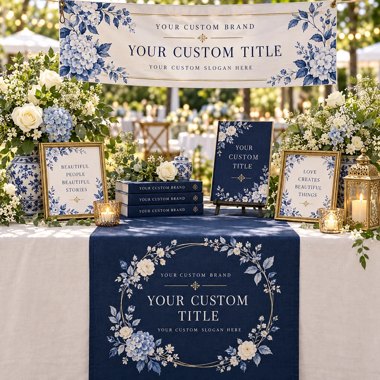 Customizable Table Runner – Print Your Own Text or Photos. Full-color printing; perfect for birthdays, weddings, anniversaries,