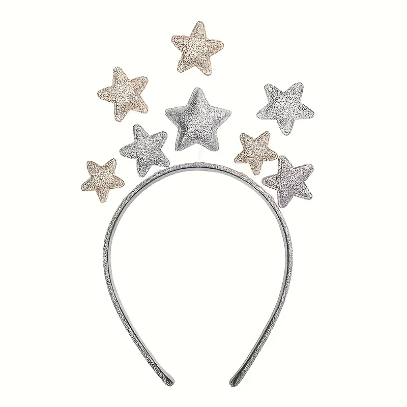 1 Stück niedliches sternförmiges Stirnband mit goldenem Glitzer-Finish – perfekt für Geburtstagsfeiern und Neujahrsdekorationen, festliches Accessoire – Detail 7