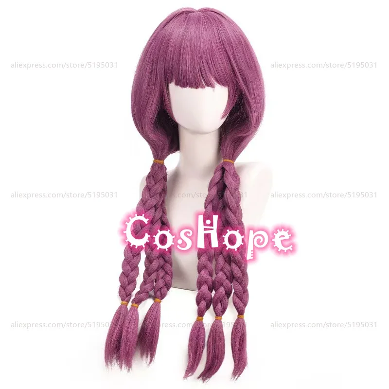 Aura Cosplay Wig 80cm Long Wig with Pre Braided Pink Purple Wig Cosplay Anime Wigs Heat Resistant Synthetic Wigs Halloween