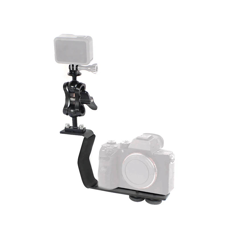 Portable Z Shape Single Handle Tray Bracket for Gopro 13 12 DSLR Camera Holder Hand Grip Diving Extension Arm Flash Light Stand
