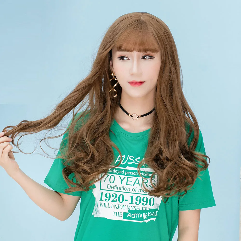 

MSIWIGS Long Wavy Brown Synthetic Wig Heat Resistant Cosplay for Women Daily Party Wear