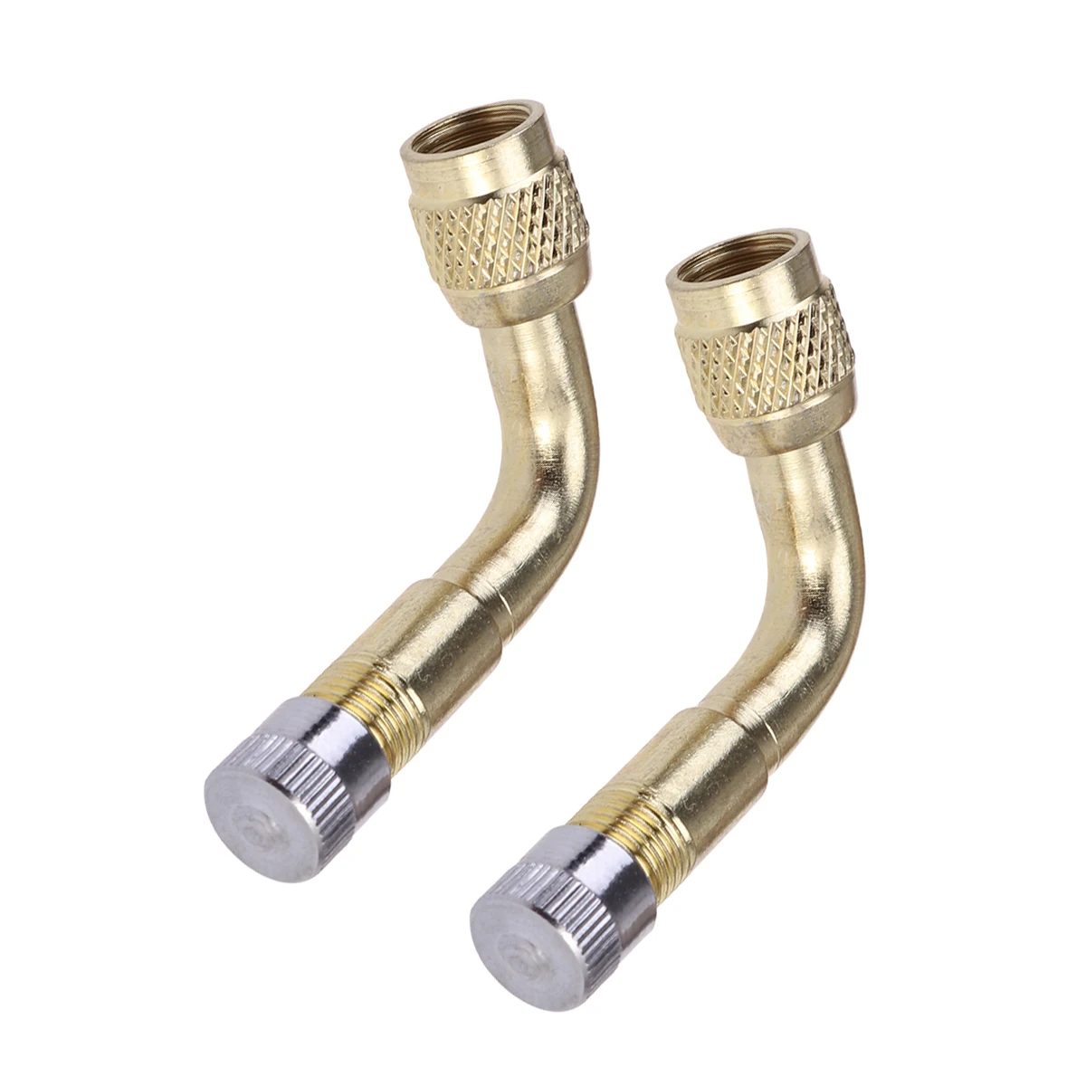 

2 pcs 90 Degree Brass Valve Stem Extension Adapter Tire Tool For Car Truck Motorcycle With Metal Dust Cap