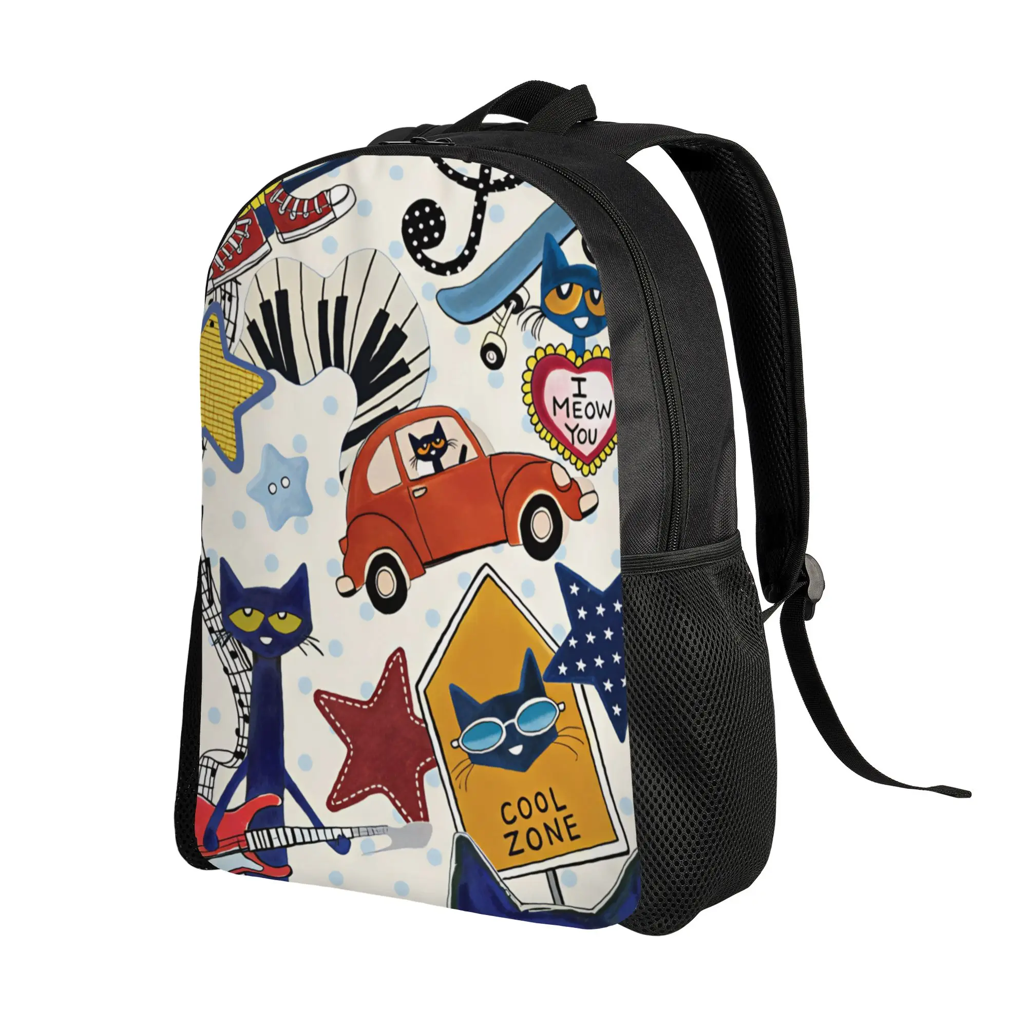 Pete  Cat   Backpack  Hiking Backpacks Boy Fashion School Bags High Quality Print Rucksack