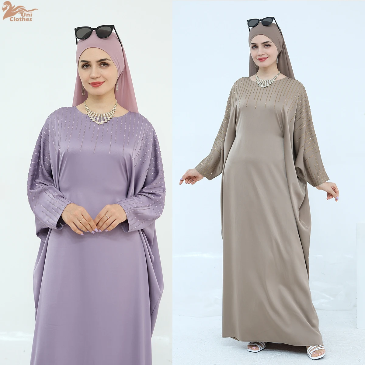 Abaya 2025 vêtements musulmans EID strass Satin papillon Abaya chauve-souris luxe Abaya femmes robe musulmane vêtements pour femmes