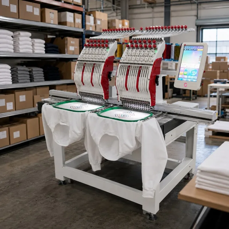 Industrial Commercial Embroidery Machine Multi Needle Customized Cap Shirt Apparel System Startup Apparel Use