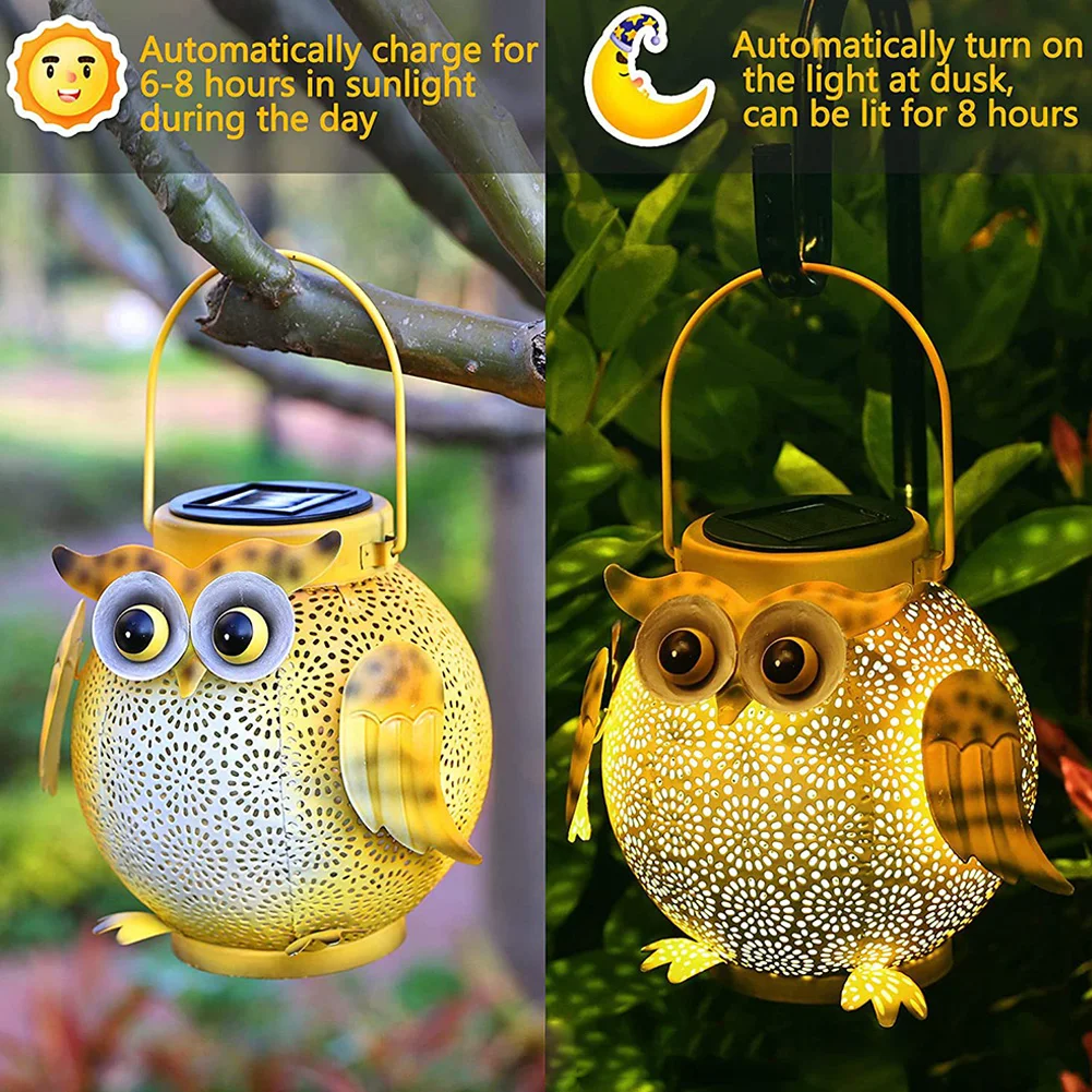 Iron Art Hanging Solar Lanterns IP44 Waterproof Garden Decorative Light 600mAh Outdoor Solar Lantern Solar Courtyard Decor Light