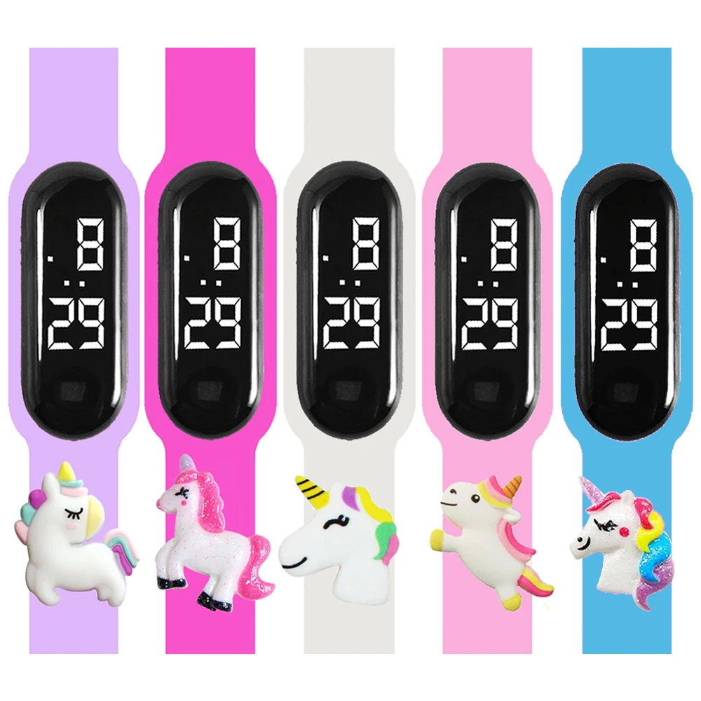 Cartoon Unicorn Watch for Kids Birthday Gift Outdoor Sports Waterproof Clock Bracelet Children Smart Touch Electronic Watch