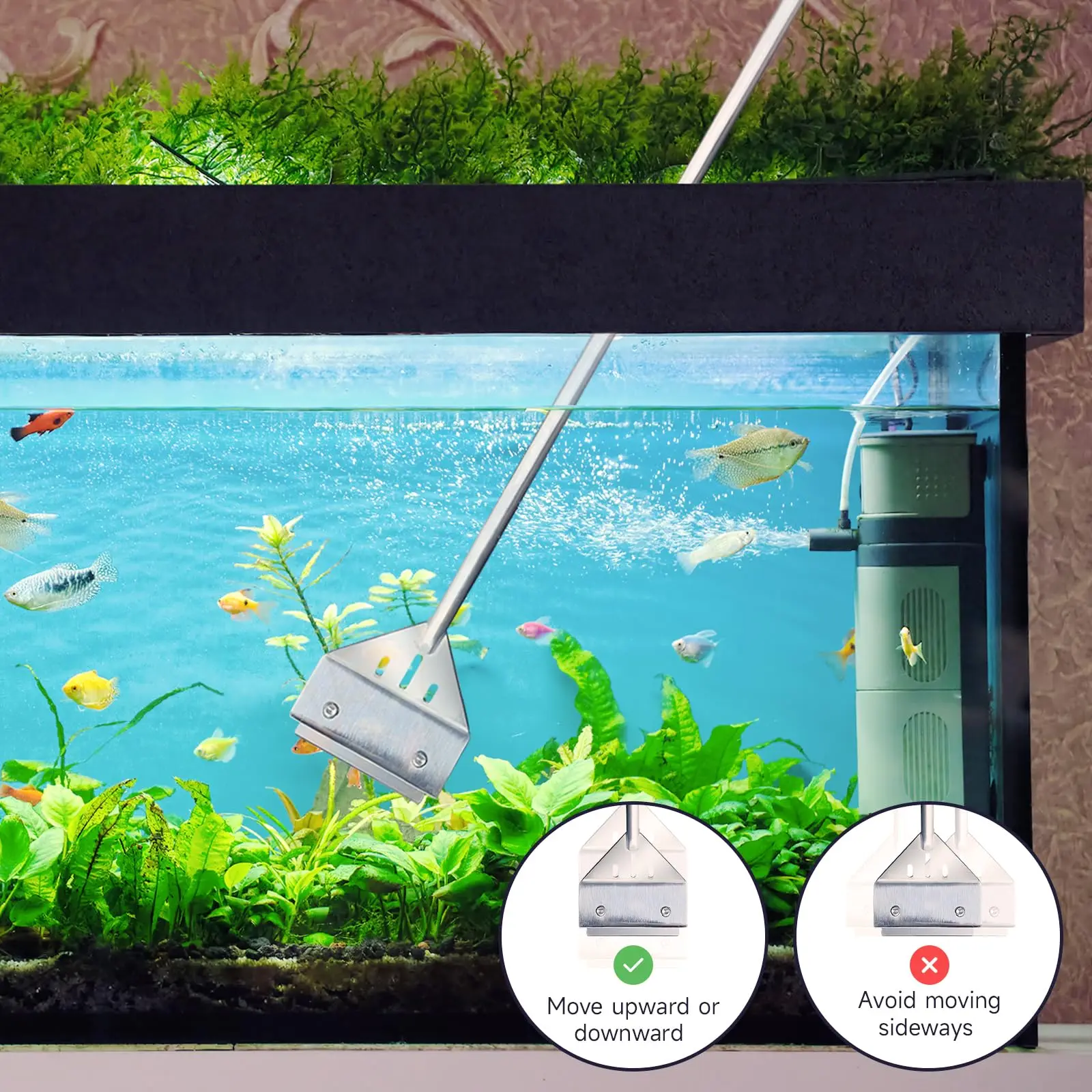 Aquarium Stainless Steel Fish Tank Algae Scraper Blade Aquatic Water Live Plant Fish Tank Glass Cleaner Multi-Tool