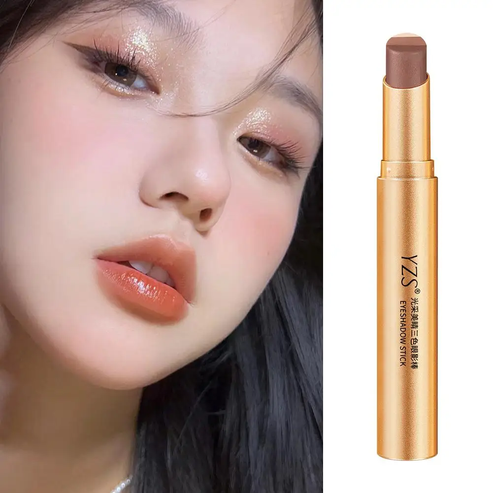 3 cores gradual sombra de olho vara para iniciantes glitter à prova dwaterproof água duradoura preguiçoso destaque sombra vara ferramenta de maquiagem dos olhos g5u7