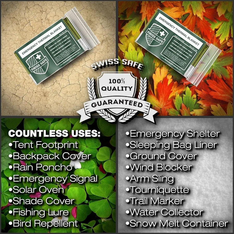 4 عبوات من بطانيات مايلر للطوارئ للبقاء على قيد الحياة في حالات الطقس البارد، مدمجة وخفيفة الوزن ومعزولة للمغامرة الخارجية