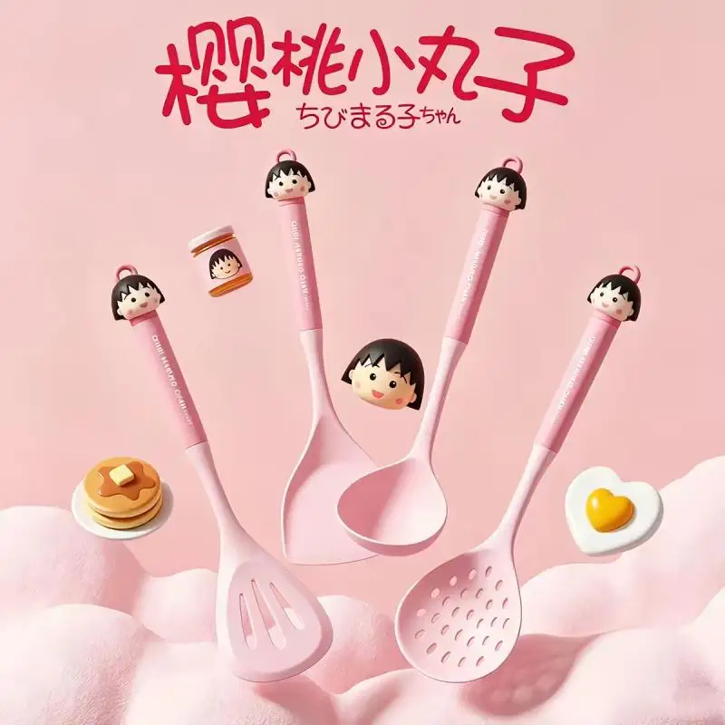 Chibi Maruko-Chan Silicone Kitchenware High Temperature Resistant Non Stick Potpan Vegetable Shovel Soup Spoon Kitchen Supplies