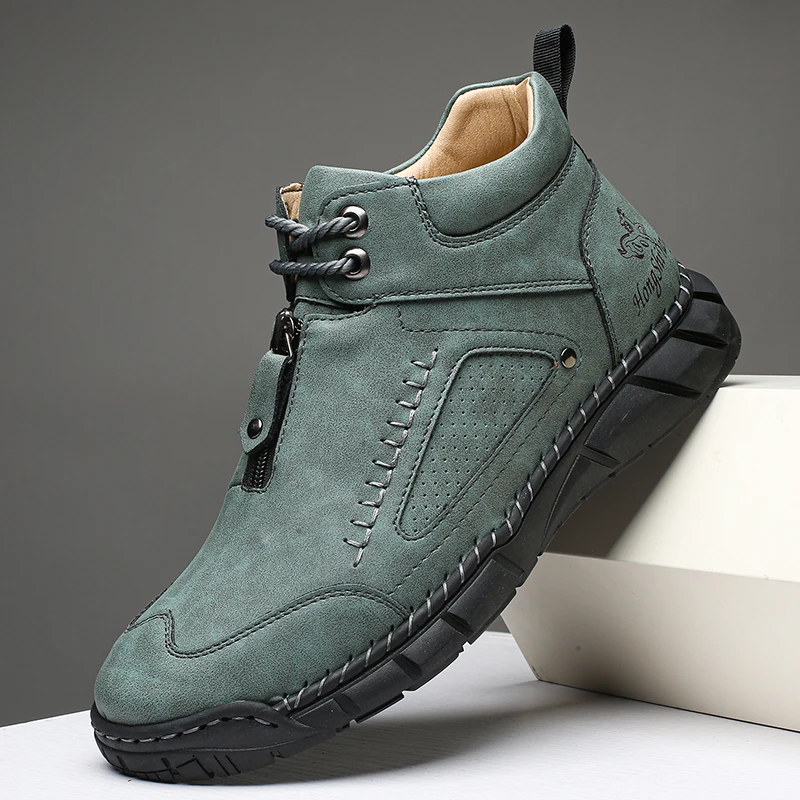 

Men's Plus-size Casual Shoes Comfortable Soft Ankle Boots Outdoor Non-slip Wear Boots 2026 New Luxury Shoes Hand-stitched Boots