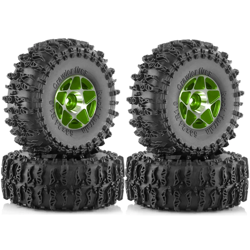 

ABUM-4Pcs 63Mm 1.0Inch Beadlock Wheel Tire Set For 1/18 1/24 RC Crawler Car TRX4M SCX24 FCX24 Upgrade Parts Accessories