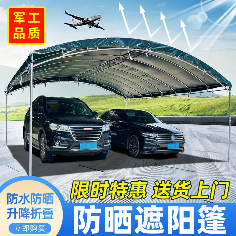 Thickened tarpaulin canopy Outdoor stall Sunscreen awning Retractable parking shed Courtyard canopy Family car tent