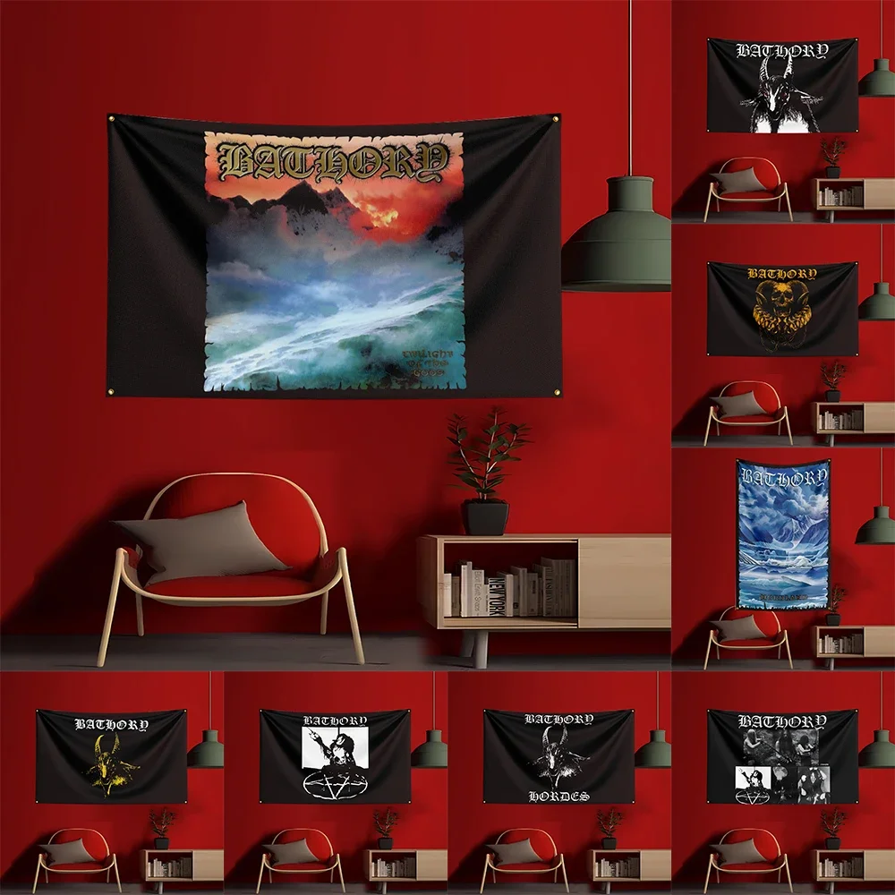 90X150CM B-Bathorys Heavy Rock Band Flag Polyester Digital Printing Banner for Bedroom Wall Art Out Door Tapestry Decoration