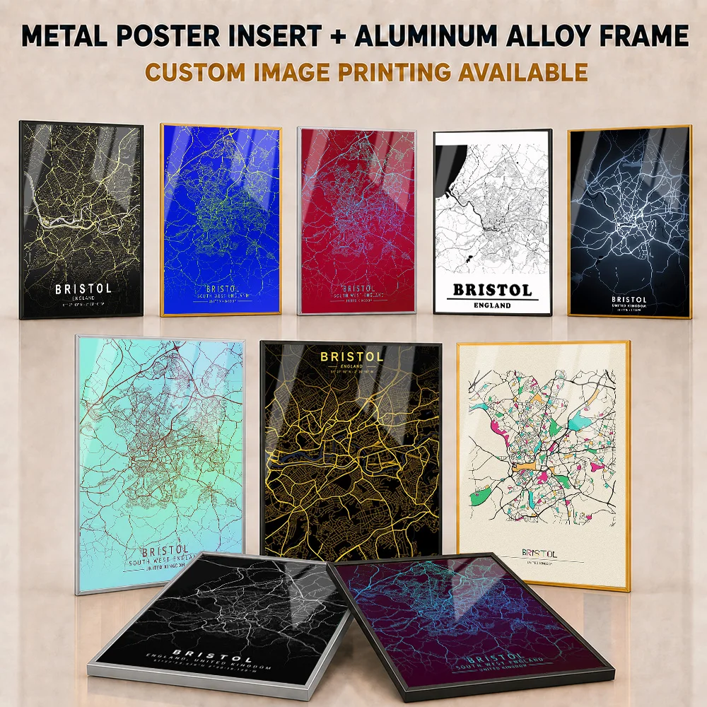 Home Office England - Bristol England Framed Aluminum Metal Poster