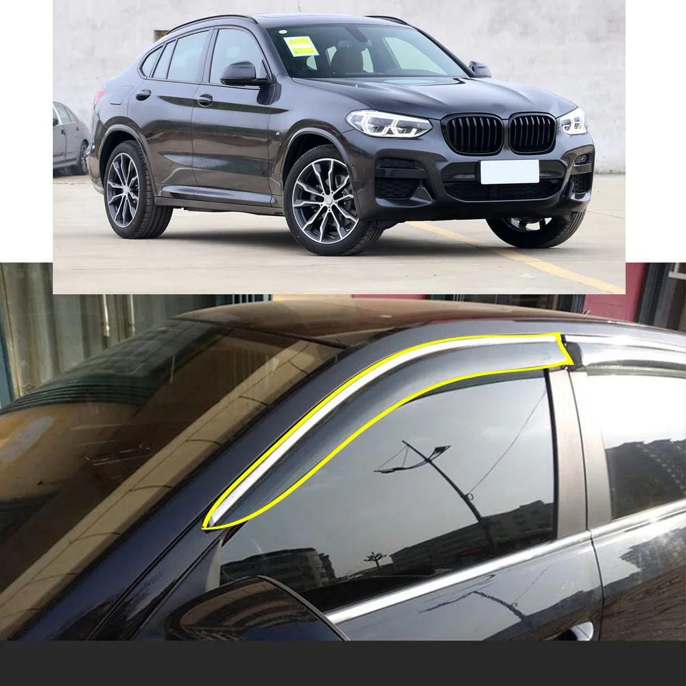 Car Body Styling Sticker Plastic Window Glass Wind Visor Rain/Sun Guard Vent Parts For BMW X4 G02 2019 2020 2021 2022